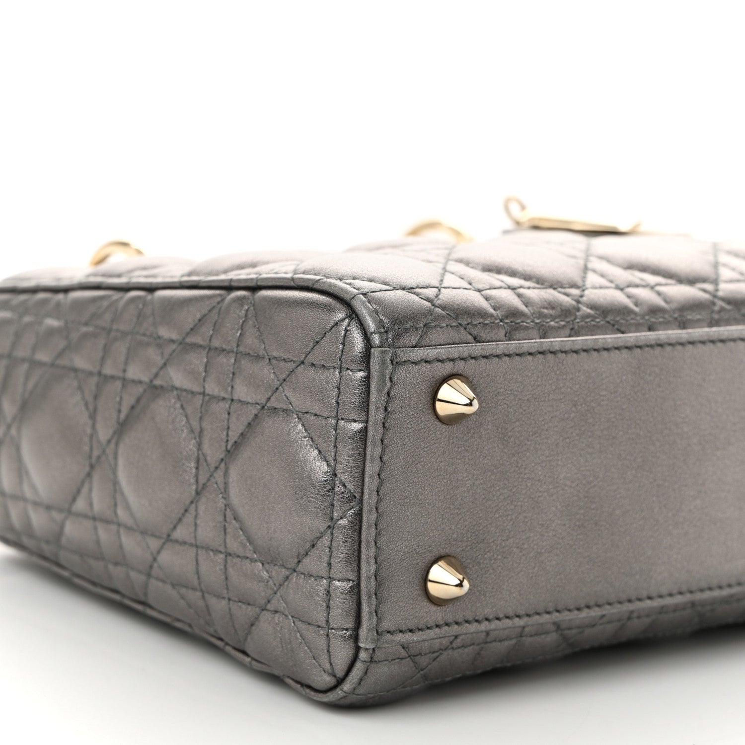 Christian Dior Lambskin Cannage Small My ABCDior Lady Dior Metallic Grey 9 of 12