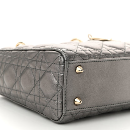 Christian Dior Lambskin Cannage Small My ABCDior Lady Dior Metallic Grey 9 of 12