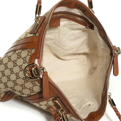 Gucci Monogram Cellarius Calfskin Large Bella Top Handle Bag Beige Ebony Cuir 5 of 9