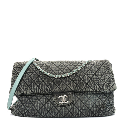 Chanel Denim Quilted Denimpression XXL Flap Blue Black 1 of 10