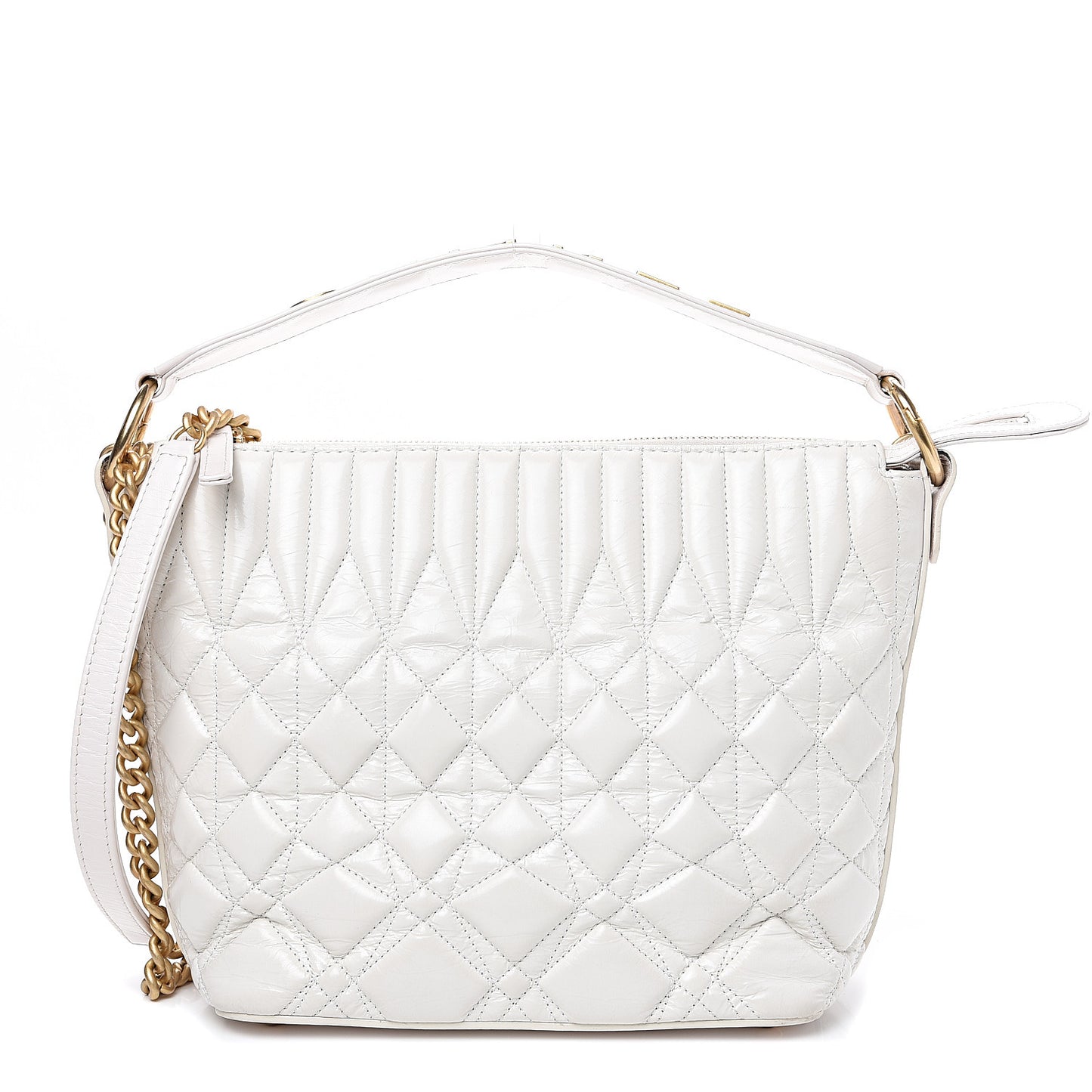 Glazed Calfskin Quilted State Of The Art Hobo White