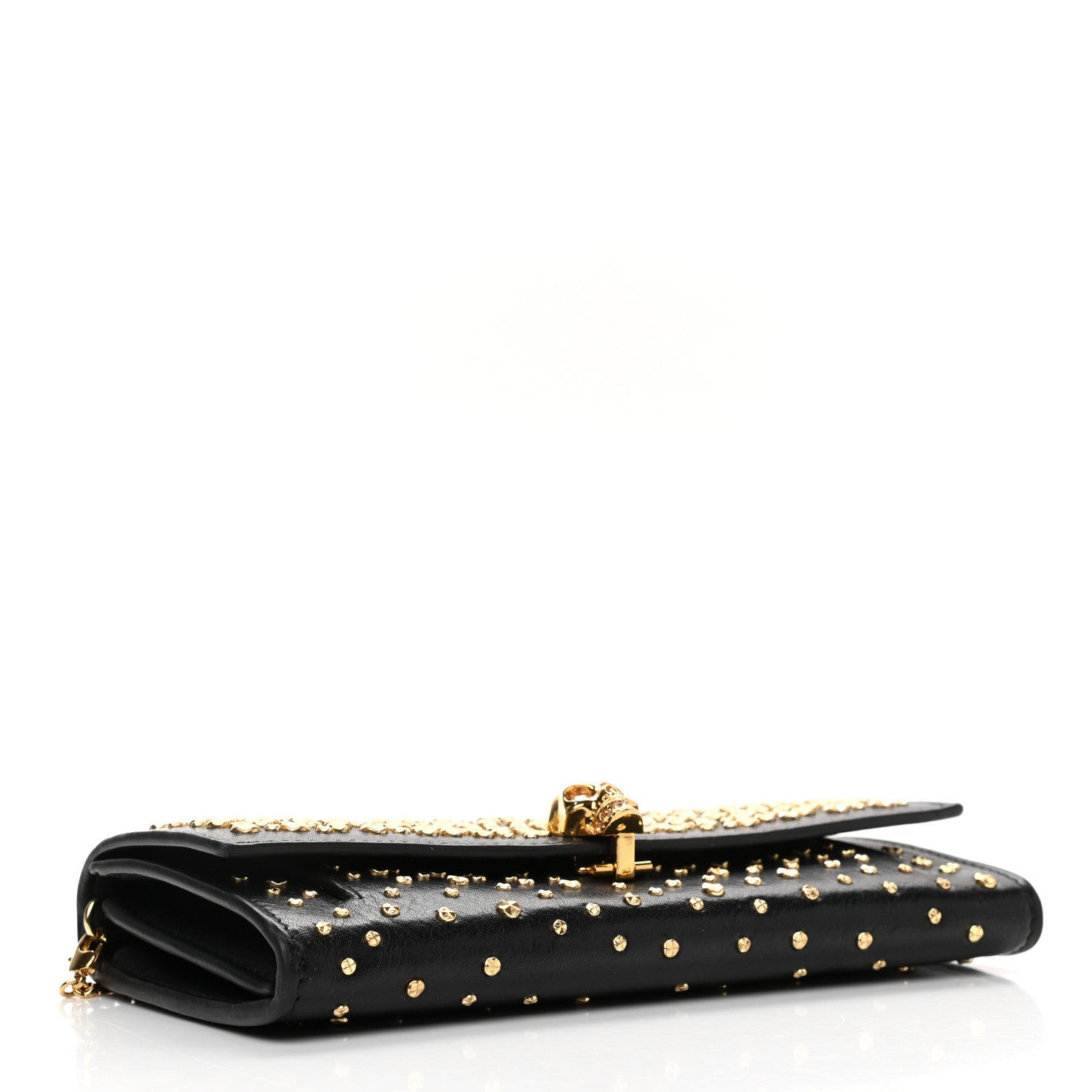 Alexander McQueen Calfskin Studded Skull Wallet on Chain Black 3 of 9