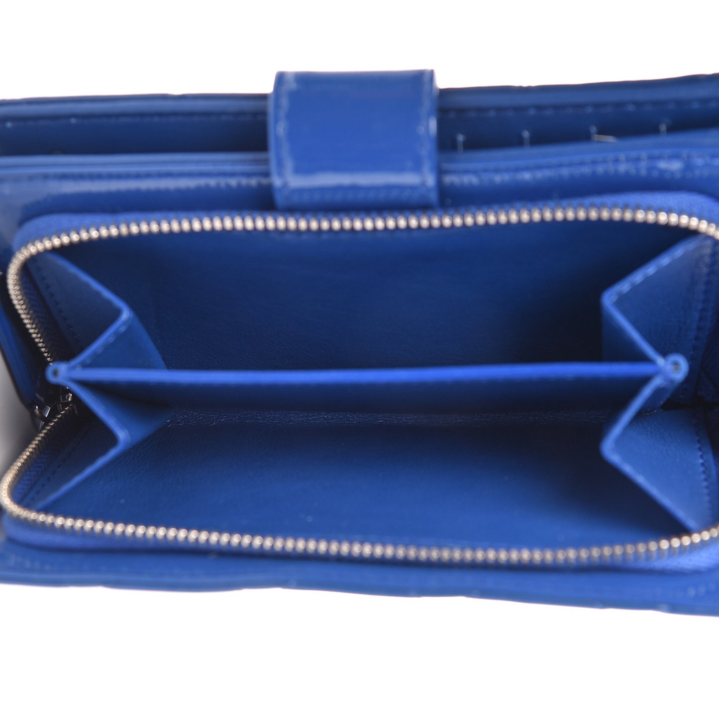 Patent Quilted Zipped Pocket Wallet Blue