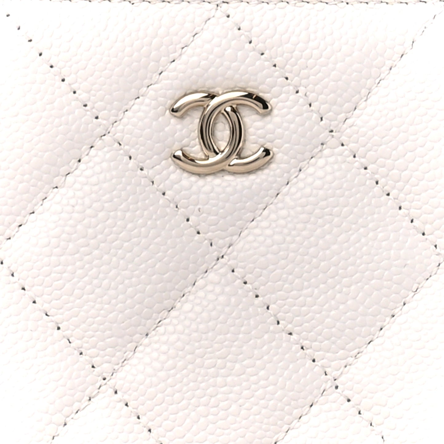 Caviar Quilted Small Cosmetic Case White