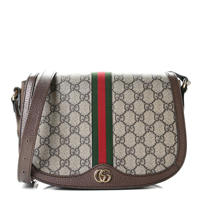 Gucci GG Supreme Monogram Web Small Ophidia Flap Messenger Bag Brown 1 of 11