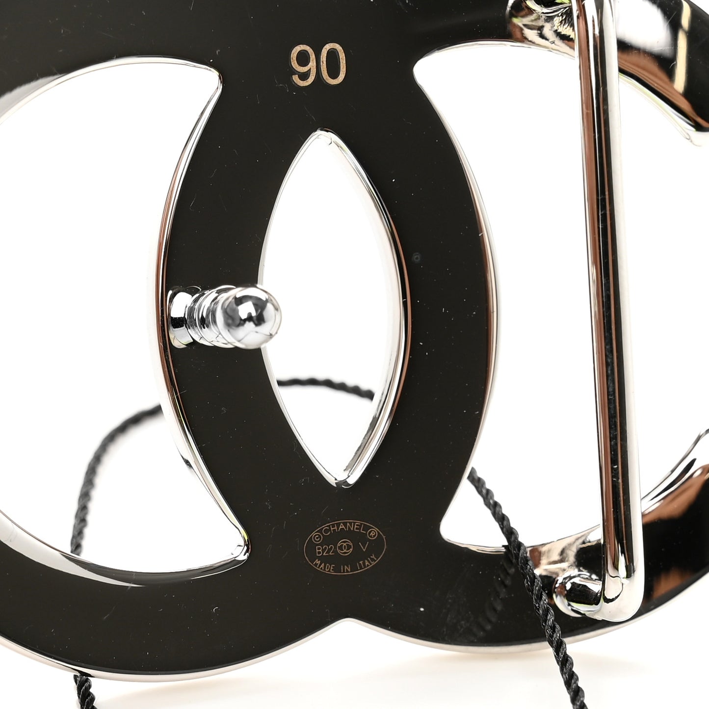 Calfskin Reversible CC Logo Belt 90 White Black