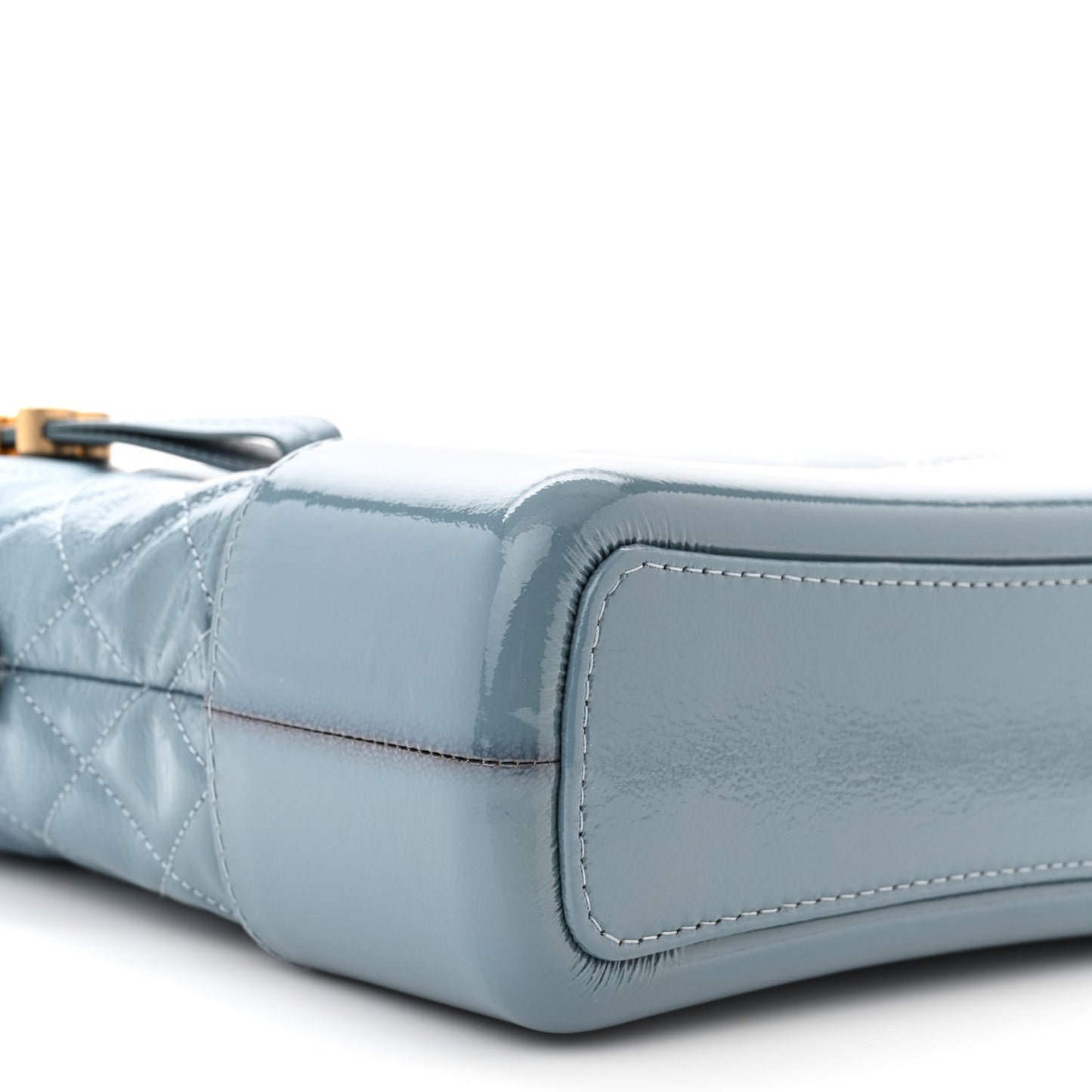Patent Goatskin Quilted Medium Gabrielle Hobo Blue