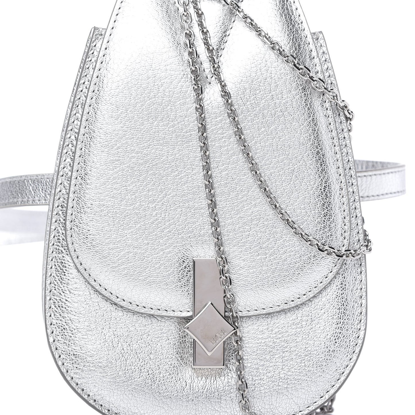 Metallic Calfskin Milano Belt Bag Silver