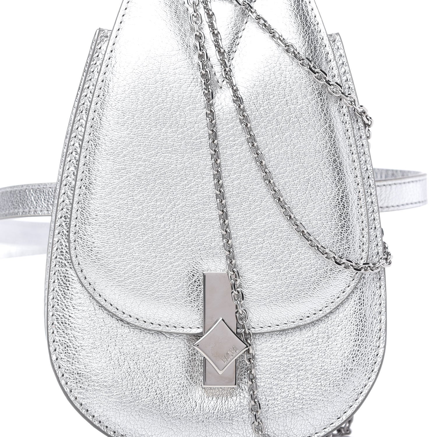 MCM Metallic Calfskin Milano Belt Bag Silver 10 of 10