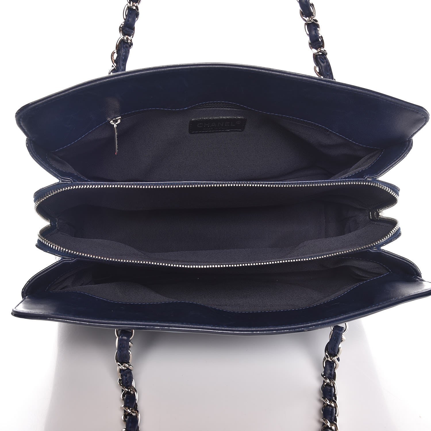 Chanel Vinyl Lipstick Ligne Tote Dark Navy Blue 5 of 8