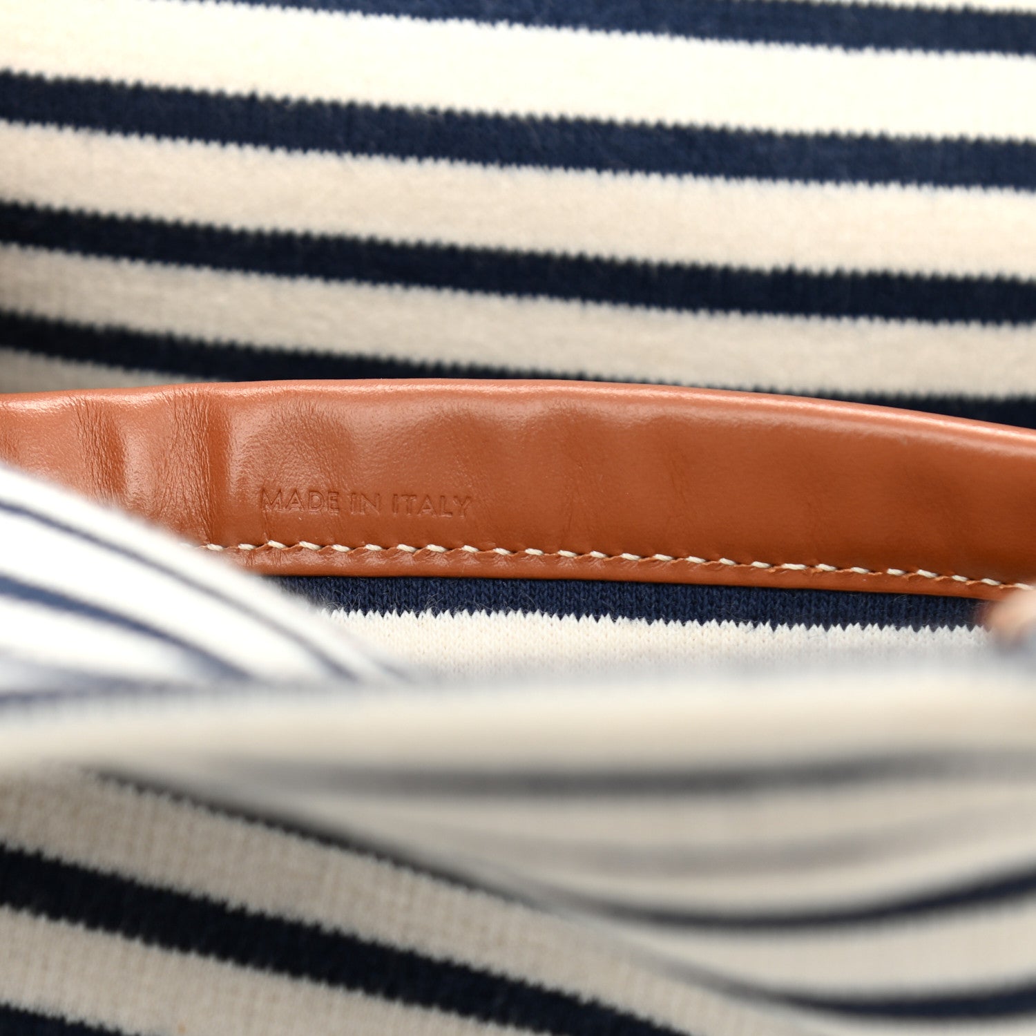 Celine Canvas Calfskin Striped Triomphe Cabas Brown 6 of 10