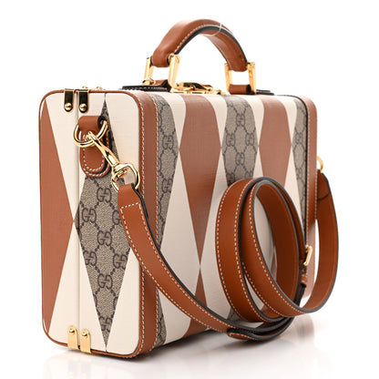 Gucci GG Supreme Monogram Boarded Dyana Calfskin Rhombus Print Savoy Top Handle Beauty Case Beige Ebony Mystic White Hazel Brown 3 of 11