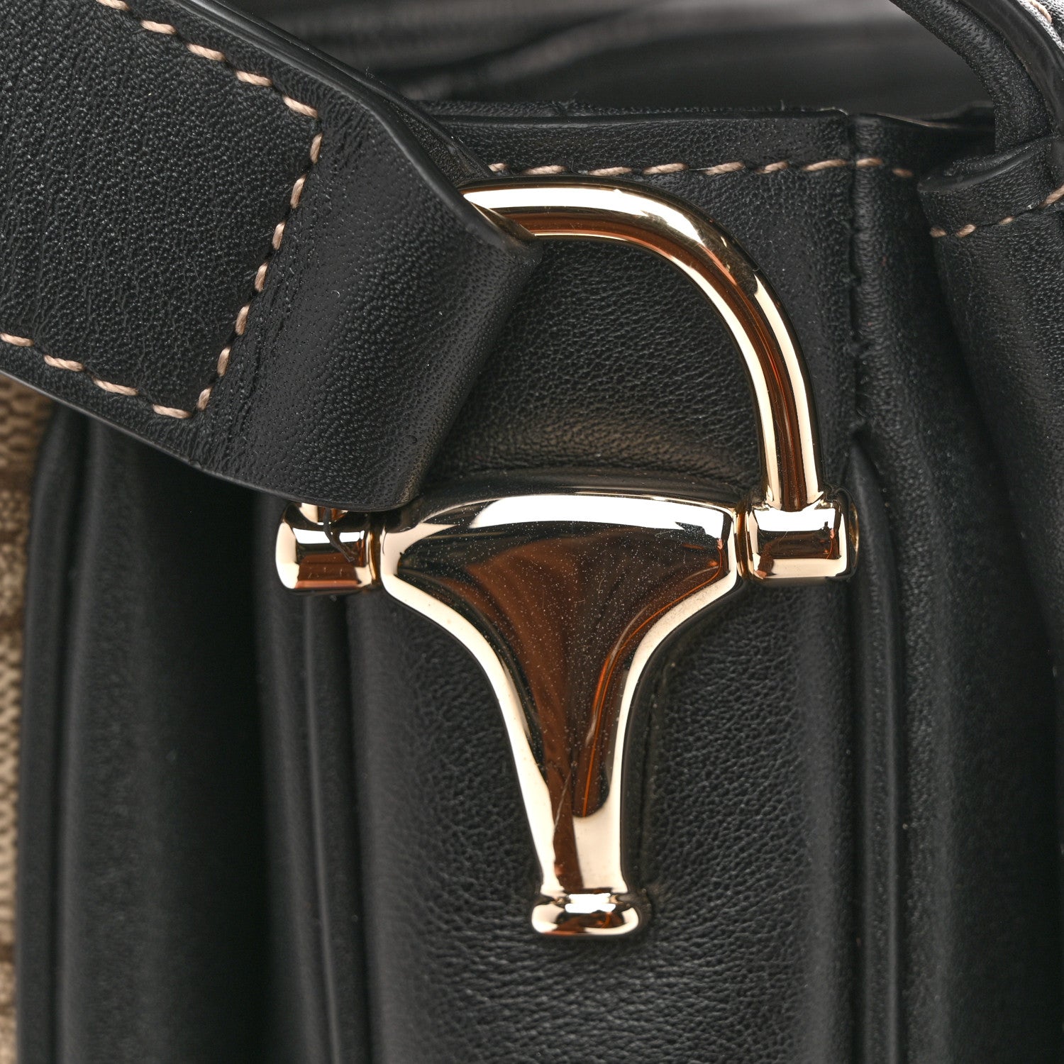 Gucci GG Supreme Monogram Horsebit 1955 Soft Small Shoulder Bag Beige Black 11 of 11