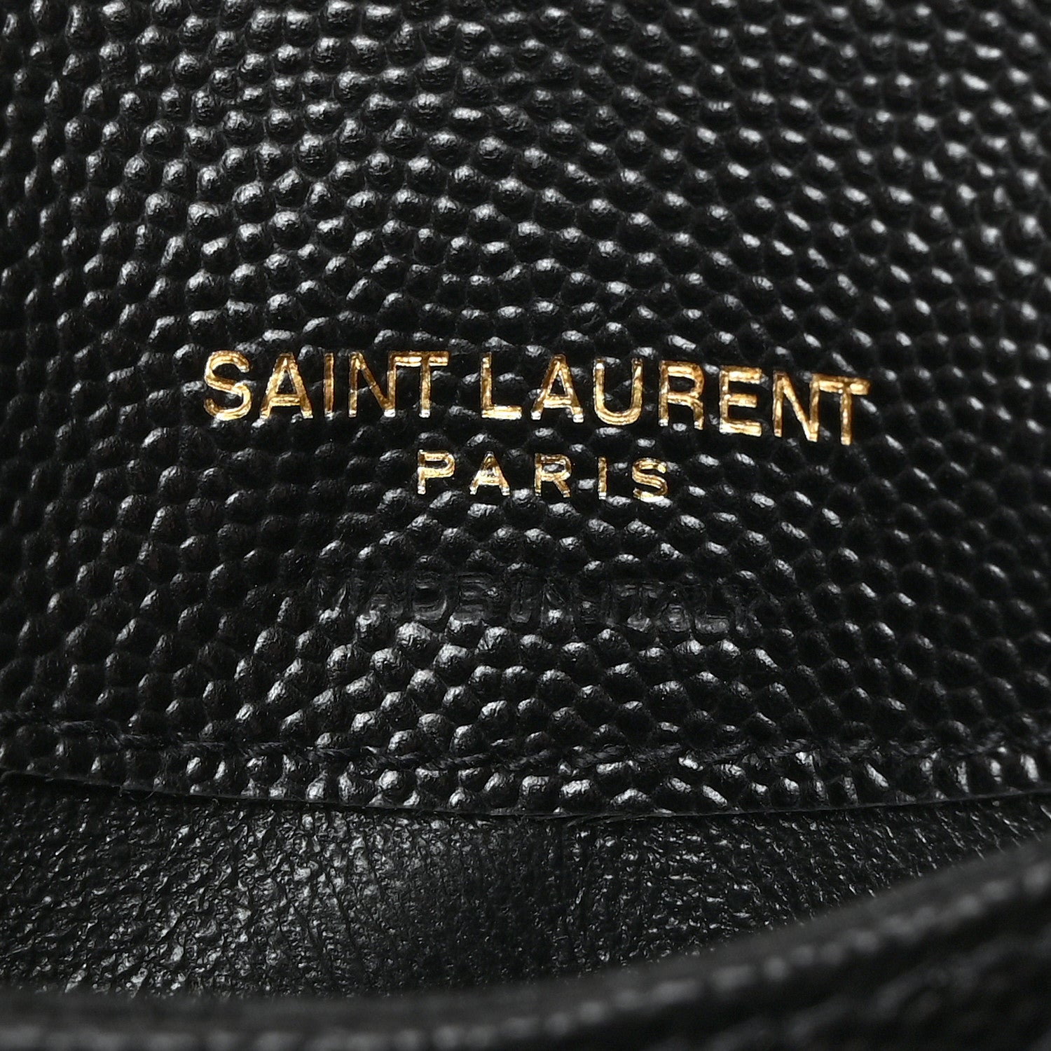 Saint Laurent Grain De Poudre Matelasse Chevron Monogram Compact Wallet Black 6 of 7