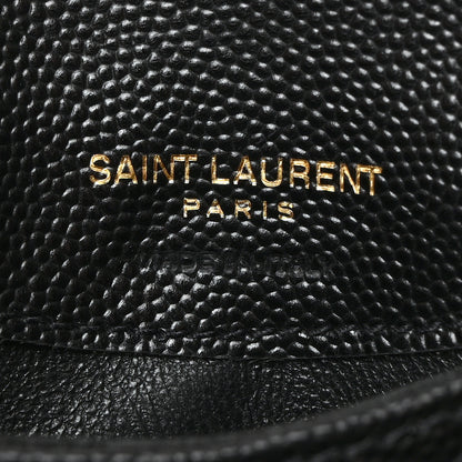 Saint Laurent Grain De Poudre Matelasse Chevron Monogram Compact Wallet Black 6 of 7