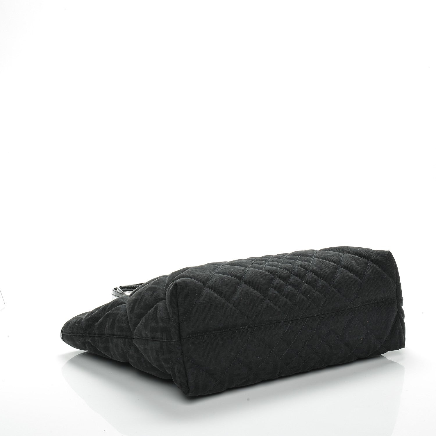 Fendi Canvas Quilted FF Roll Tote Black 4 of 7