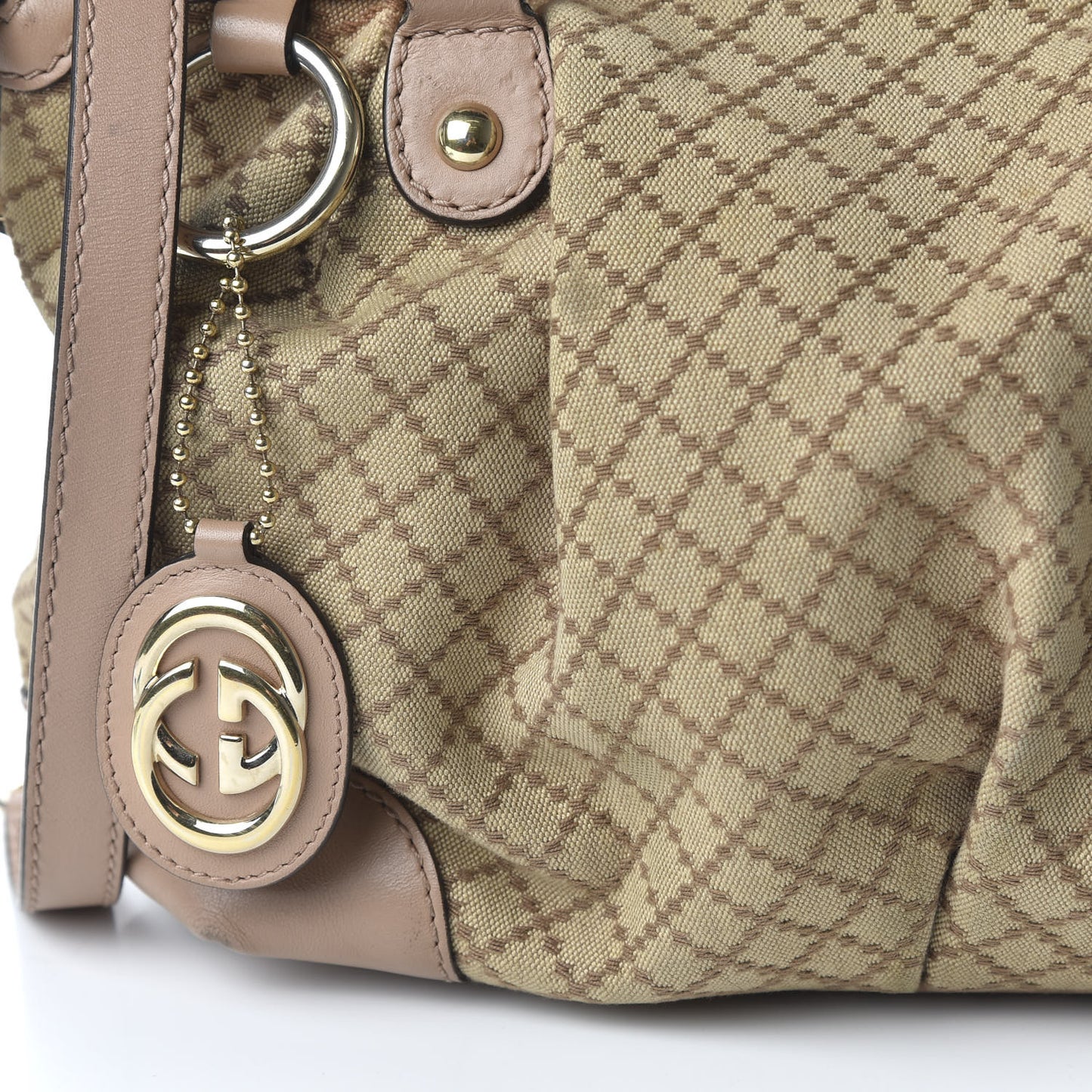 Diamante Medium Sukey Top Handle Bag Beige Pink