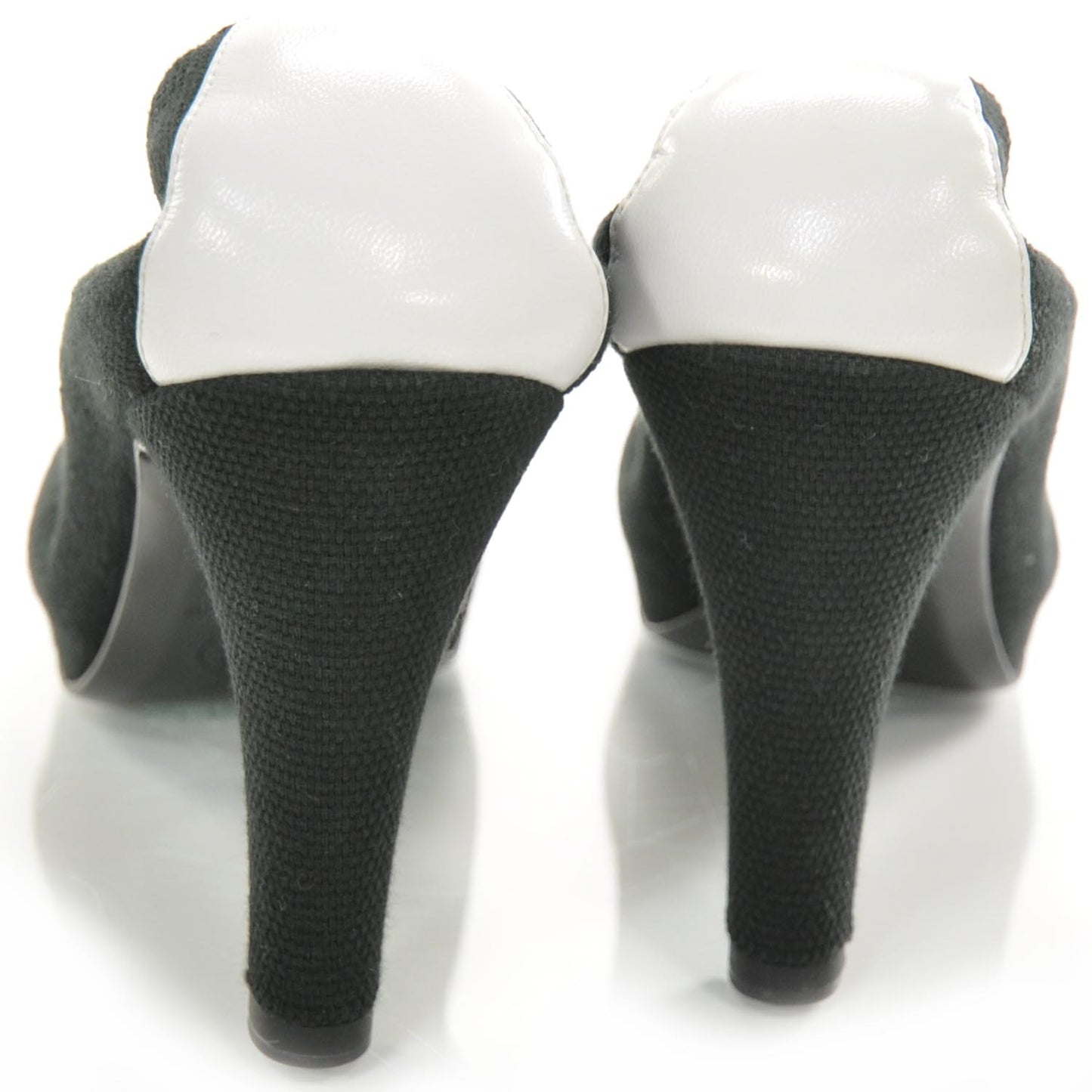 Toile and Leather Stretch Cap Toe Pumps 37.5