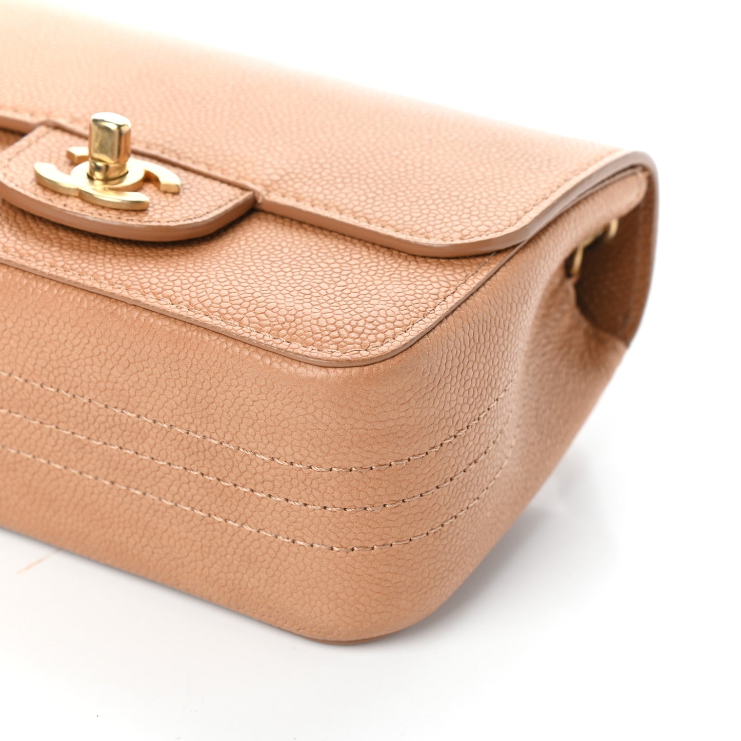 Grained Calfskin Mini Square Classic Pure Flap Brown