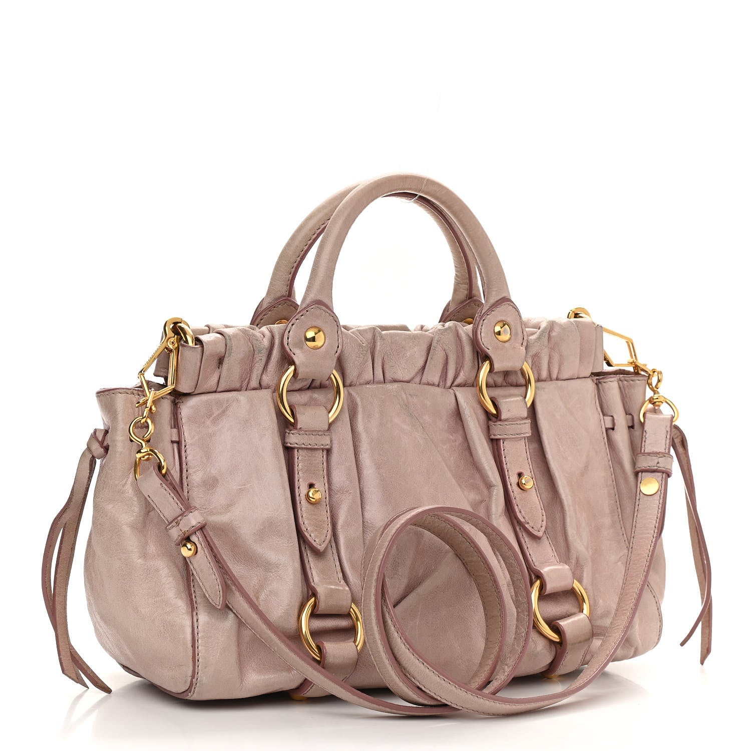 Miu Miu Vitello Lux Gathered Tote Mughetto 3 of 14