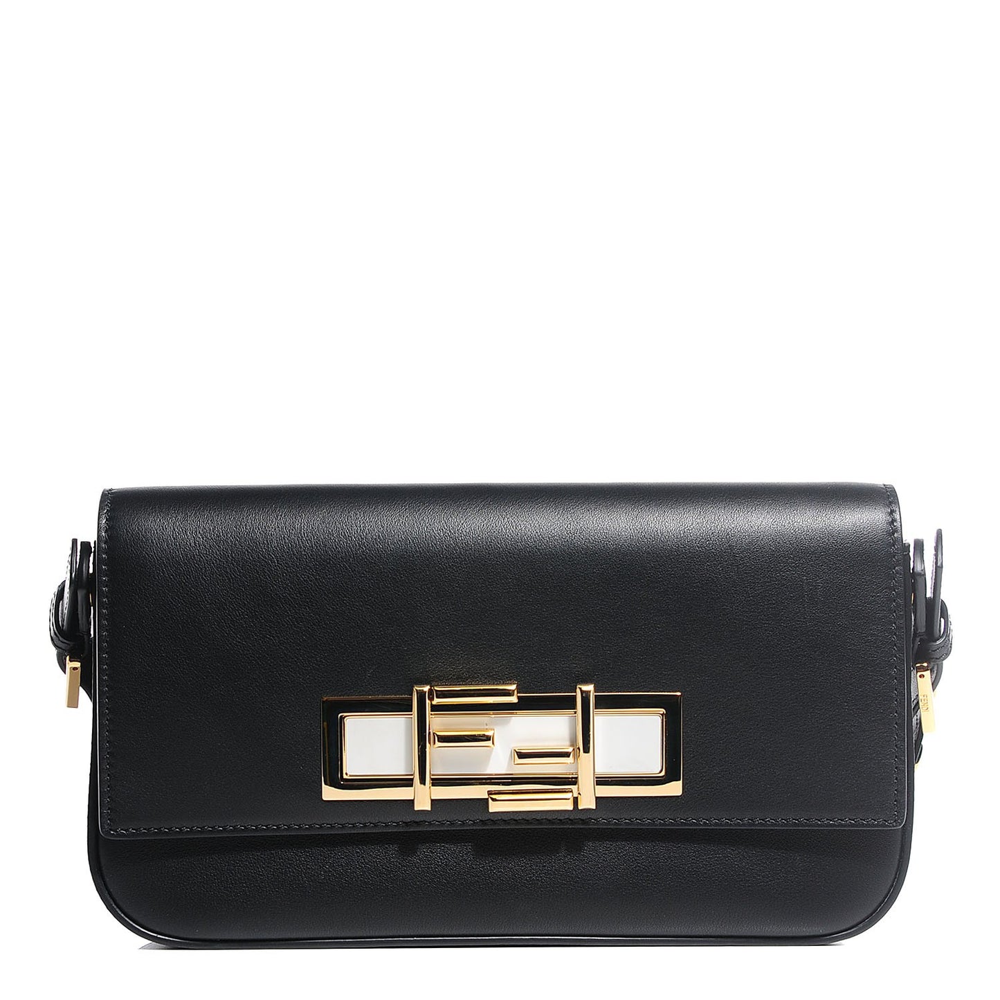 Vitello Dolce Bi-Color 3Baguette Shoulder Bag Black White
