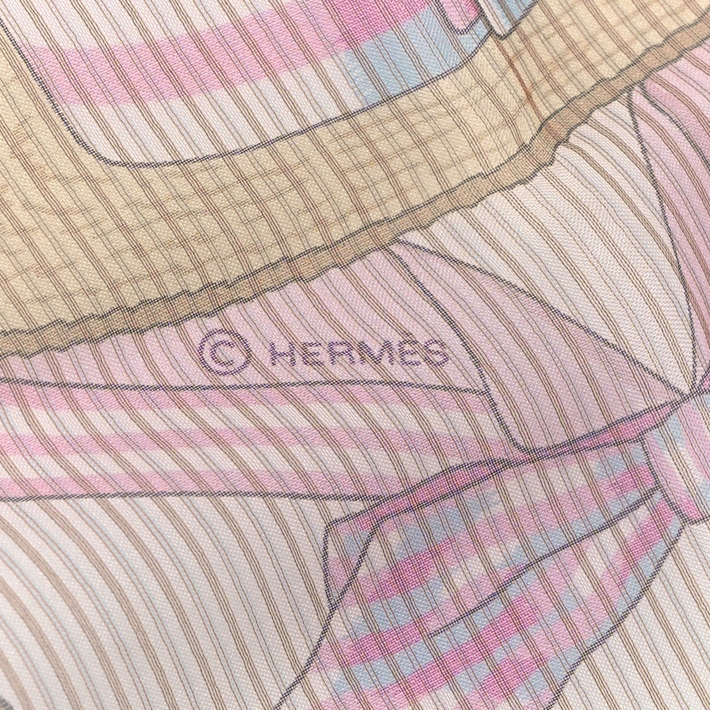 Silk Mousseline Les Becanes Scarf 70 Ciel Rose Vert Multicolor