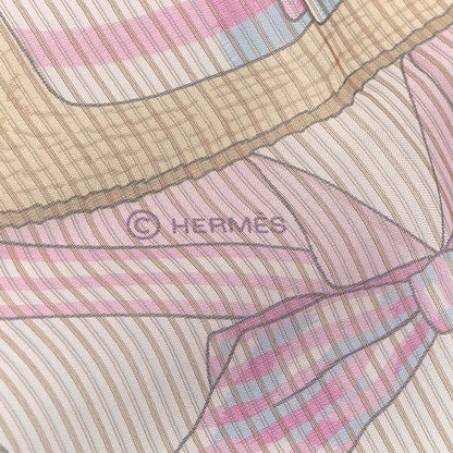 Hermes Silk Mousseline Les Becanes Scarf 70 Ciel Rose Vert Multicolor 2 of 4