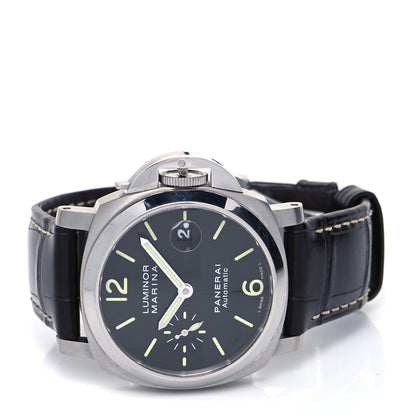 Panerai Stainless Steel Alligator 44mm Luminor Marina Automatic Watch Black PAM01104 4 of 8