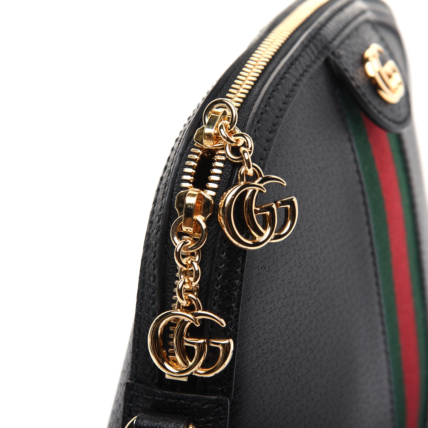 Gucci Calfskin GG Web Small Ophidia Dome Shoulder Bag Black 13 of 20