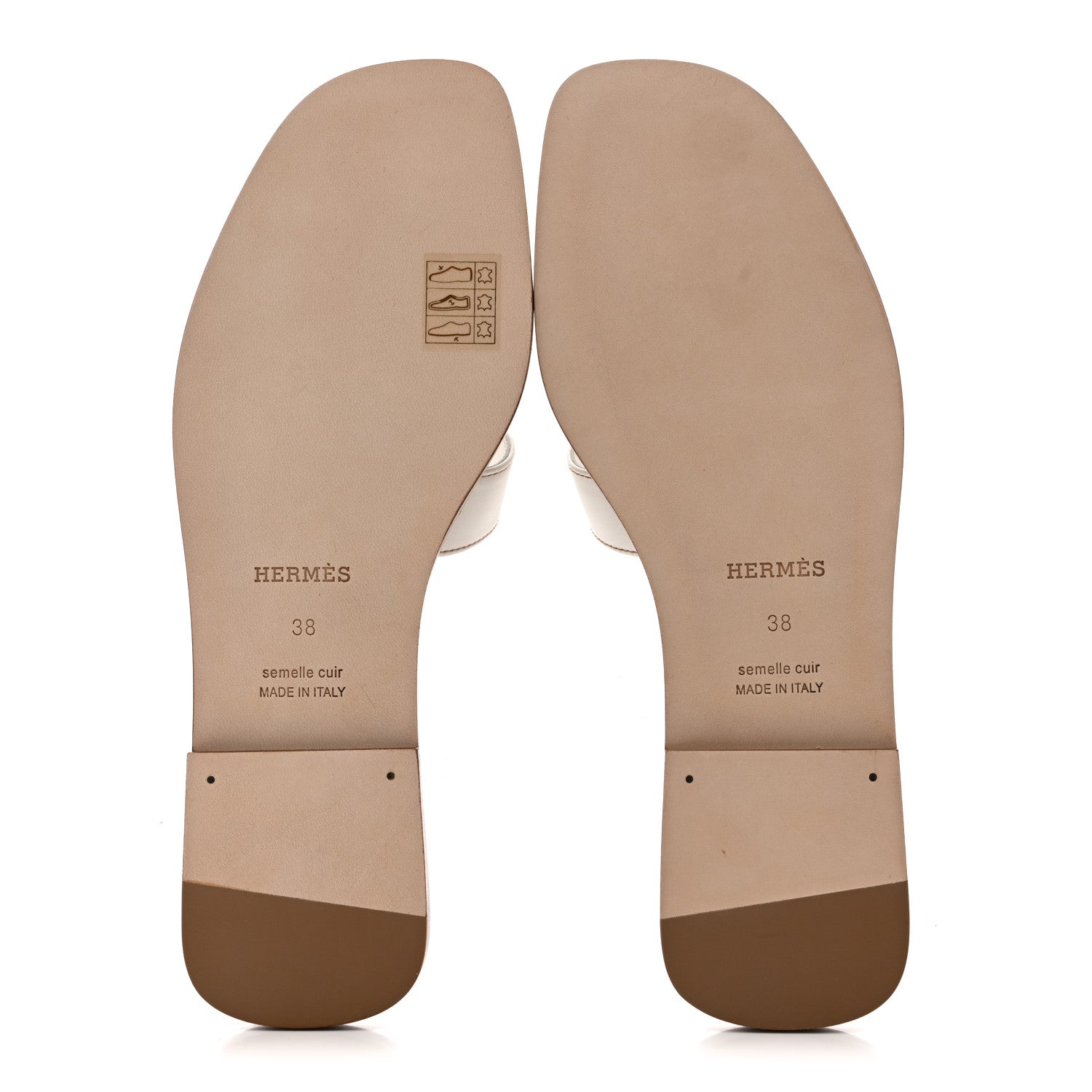 Hermes Box Calfskin Oran Sandals 38 White 6 of 10