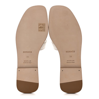 Hermes Box Calfskin Oran Sandals 38 White 6 of 10