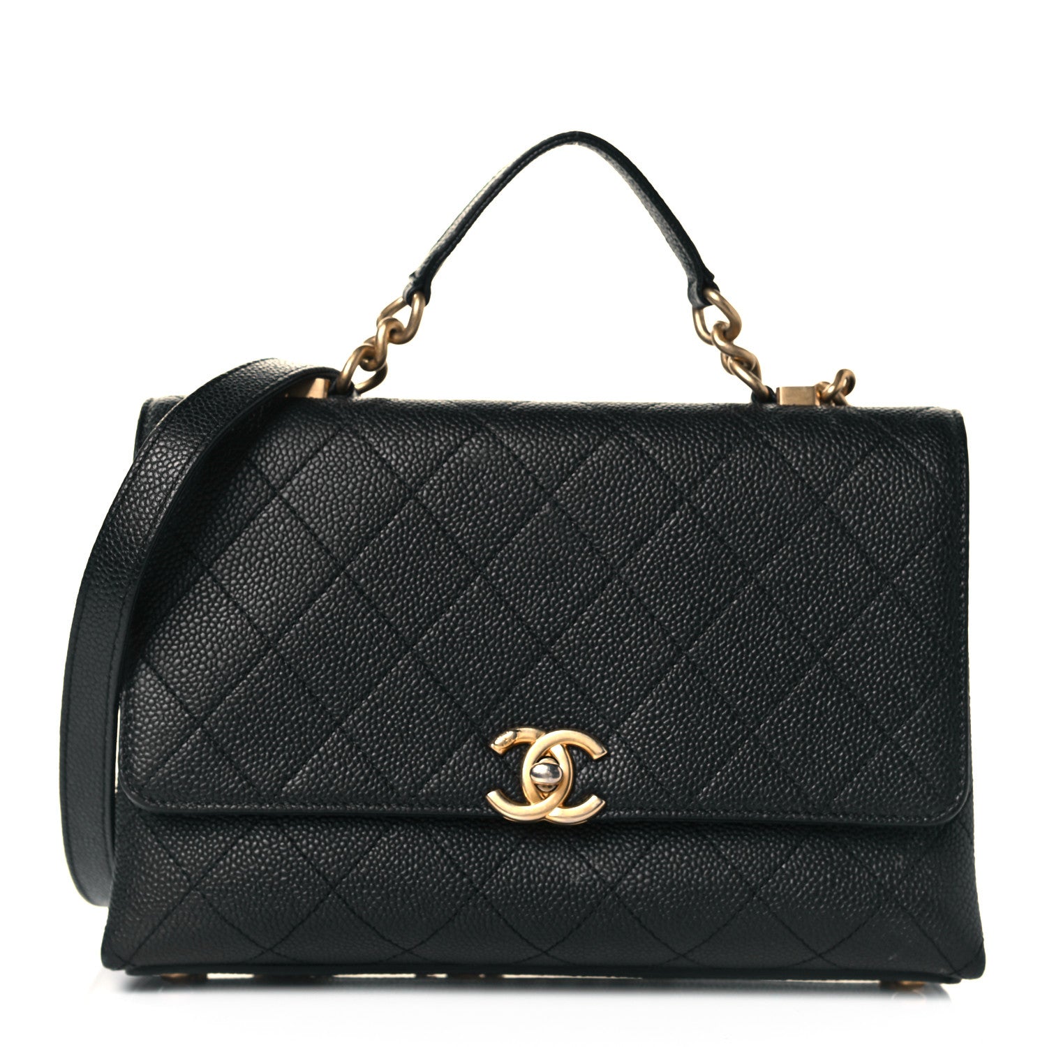 Chanel Grained Calfskin Small Stitched Flap Black 1 of 11