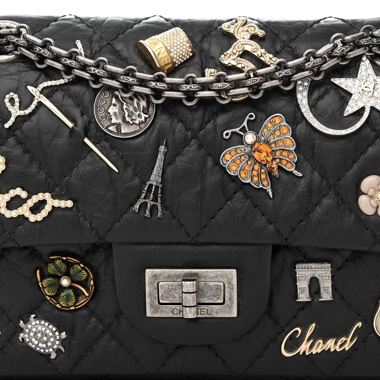 Aged Calfskin Lucky Charms 2.55 Reissue 224 Flap Black