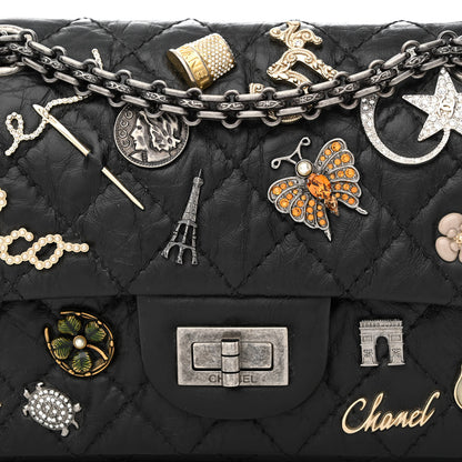 Chanel Aged Calfskin Lucky Charms 2.55 Reissue 224 Flap Black 9 of 13