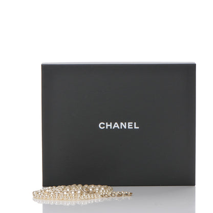 Chanel Graduated Pearl Crystal CC Long Necklace Light Gold 6 of 6