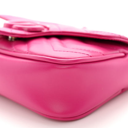 Gucci Calfskin Matelasse Monochrome GG Marmont Chain Belt Bag Classic Fuxia 10 of 11