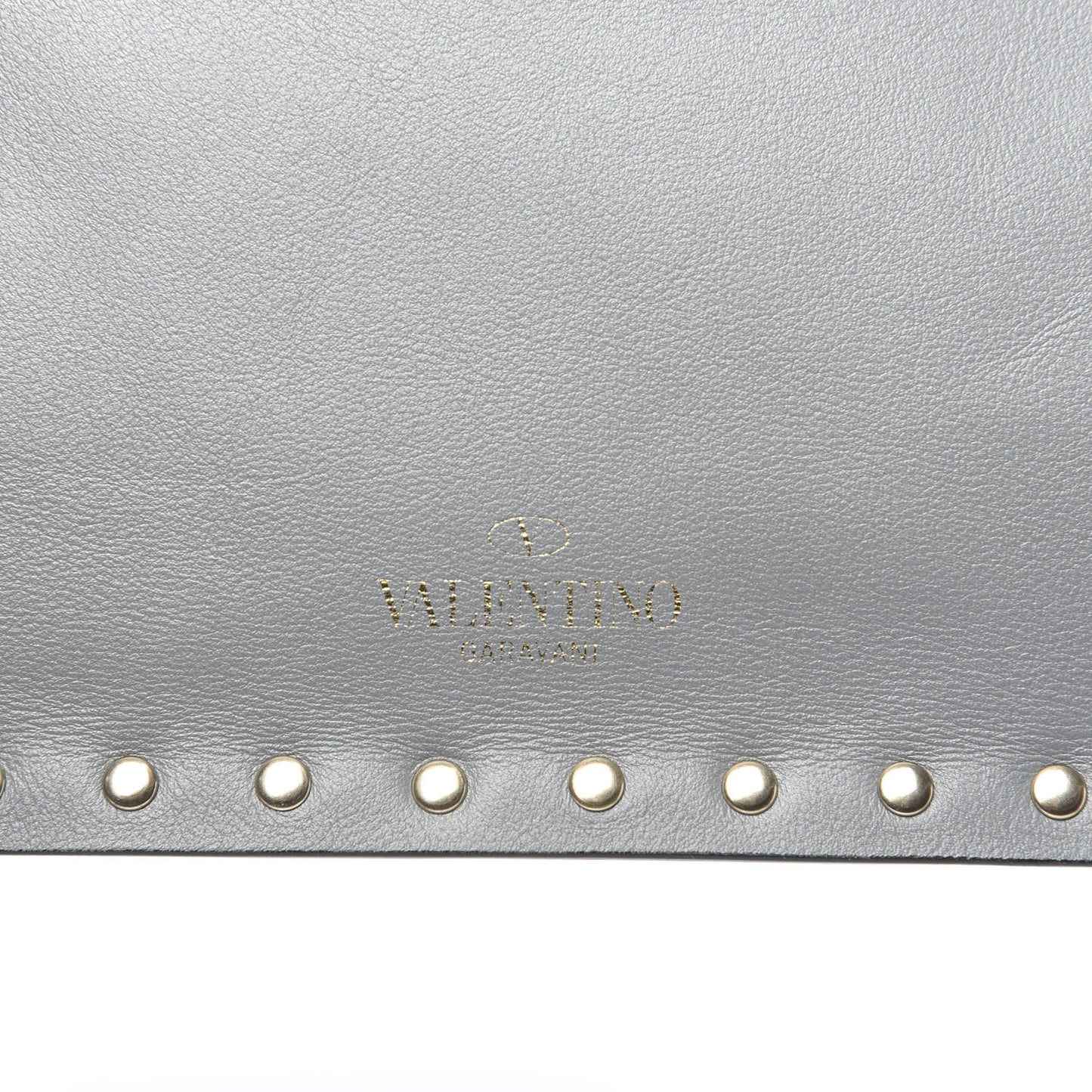 Vitello Large Rockstud Zip Pouch Pastel Grey