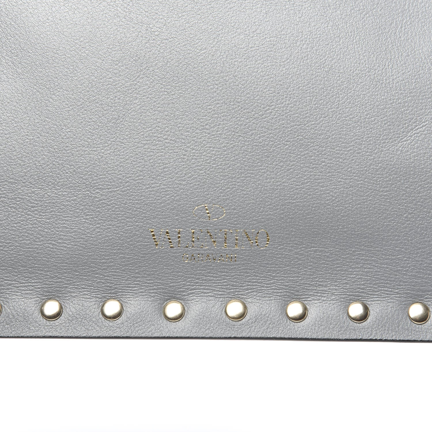 Valentino Garavani Vitello Large Rockstud Zip Pouch Pastel Grey 7 of 7