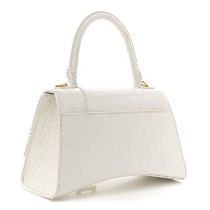 Balenciaga Calfskin Crocodile Embossed Small Hourglass Top Handle Bag White 3 of 15
