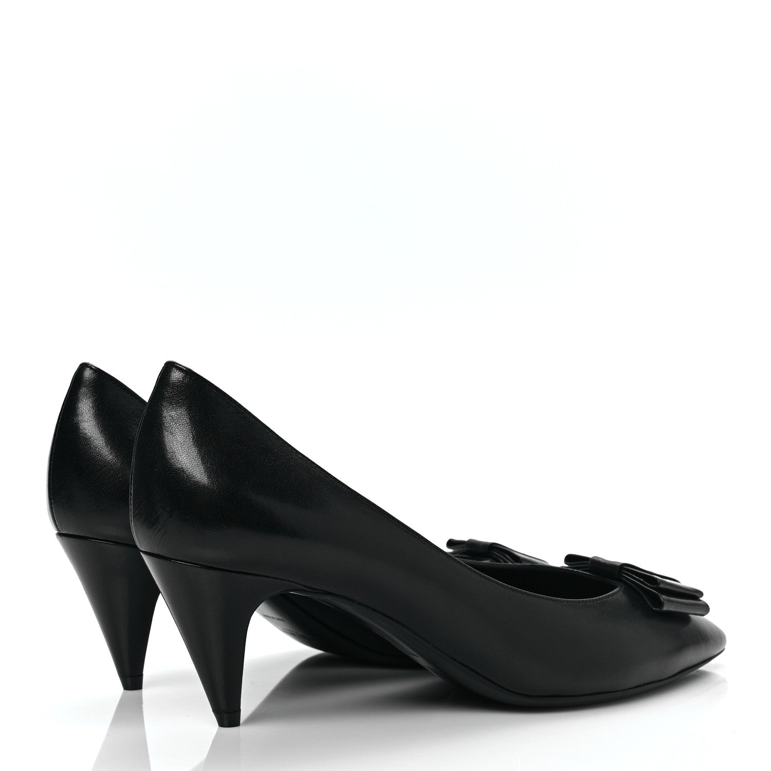Saint Laurent Calfskin Bow Anais Pumps 39 Black Navy 4 of 9