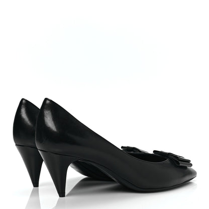 Saint Laurent Calfskin Bow Anais Pumps 39 Black Navy 4 of 9