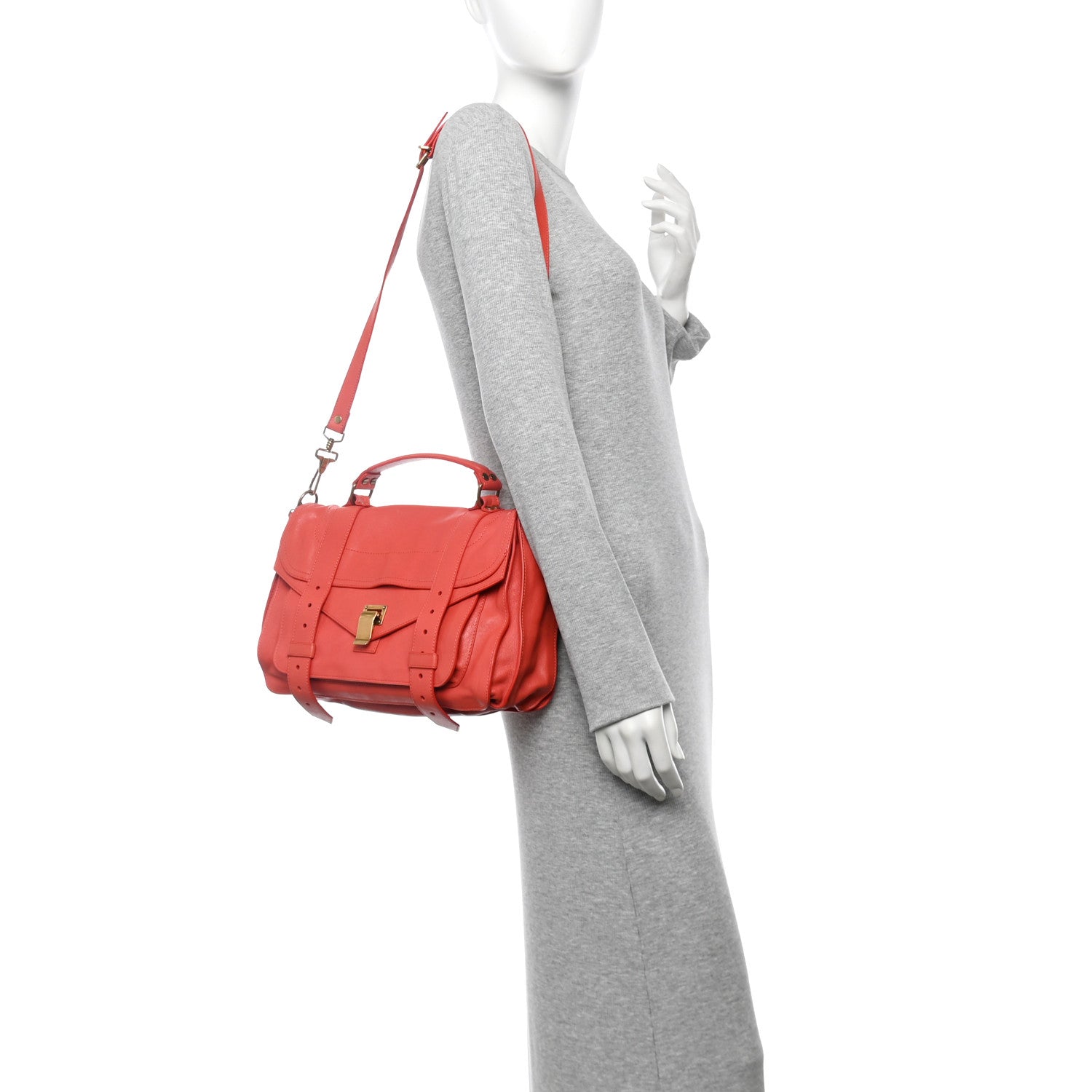 Proenza Schouler Lambskin Medium PS1 Satchel Deep Coral 2 of 13