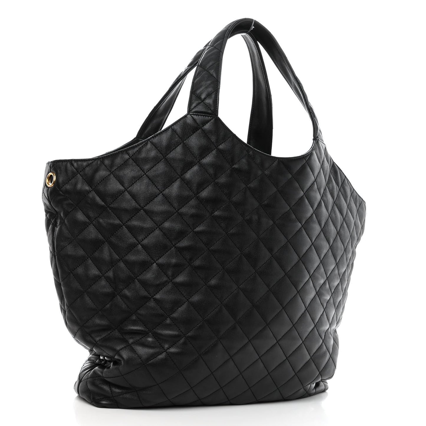 SAINT LAURENT Lambskin Quilted Maxi Icare Shopping Tote Black