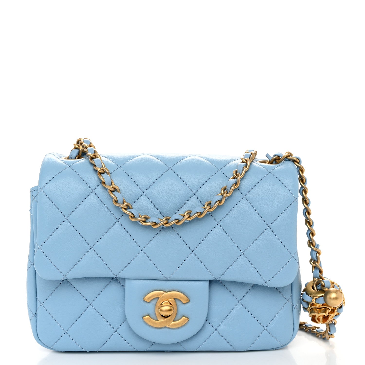 Chanel Lambskin Quilted Mini Pearl Crush Flap Light Blue 1 of 10