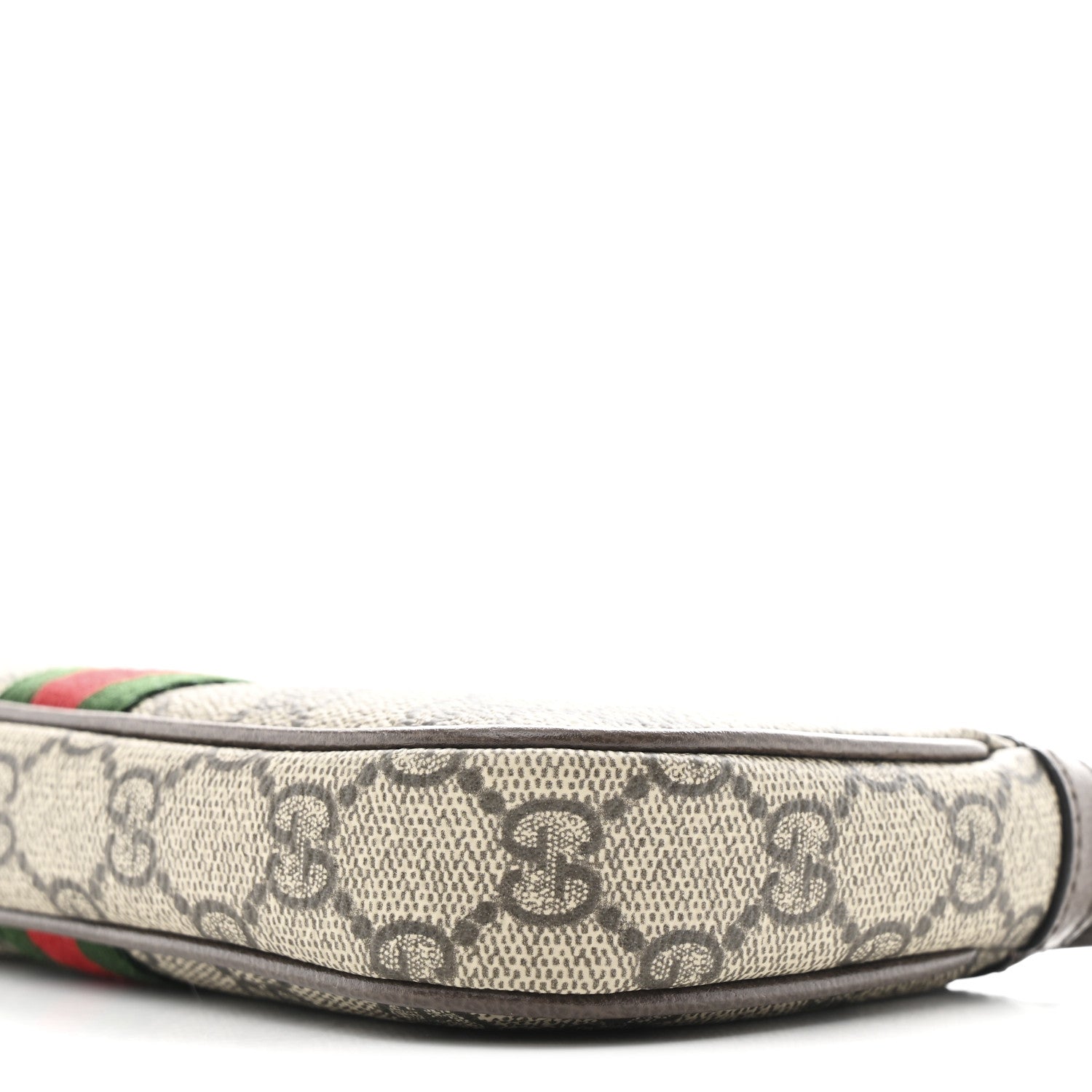 Gucci GG Supreme Monogram Textured Dollar Calfskin Web Mini Ophidia Shoulder Bag Beige Ebony New Acero 9 of 10
