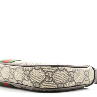 Gucci GG Supreme Monogram Textured Dollar Calfskin Web Mini Ophidia Shoulder Bag Beige Ebony New Acero 9 of 10