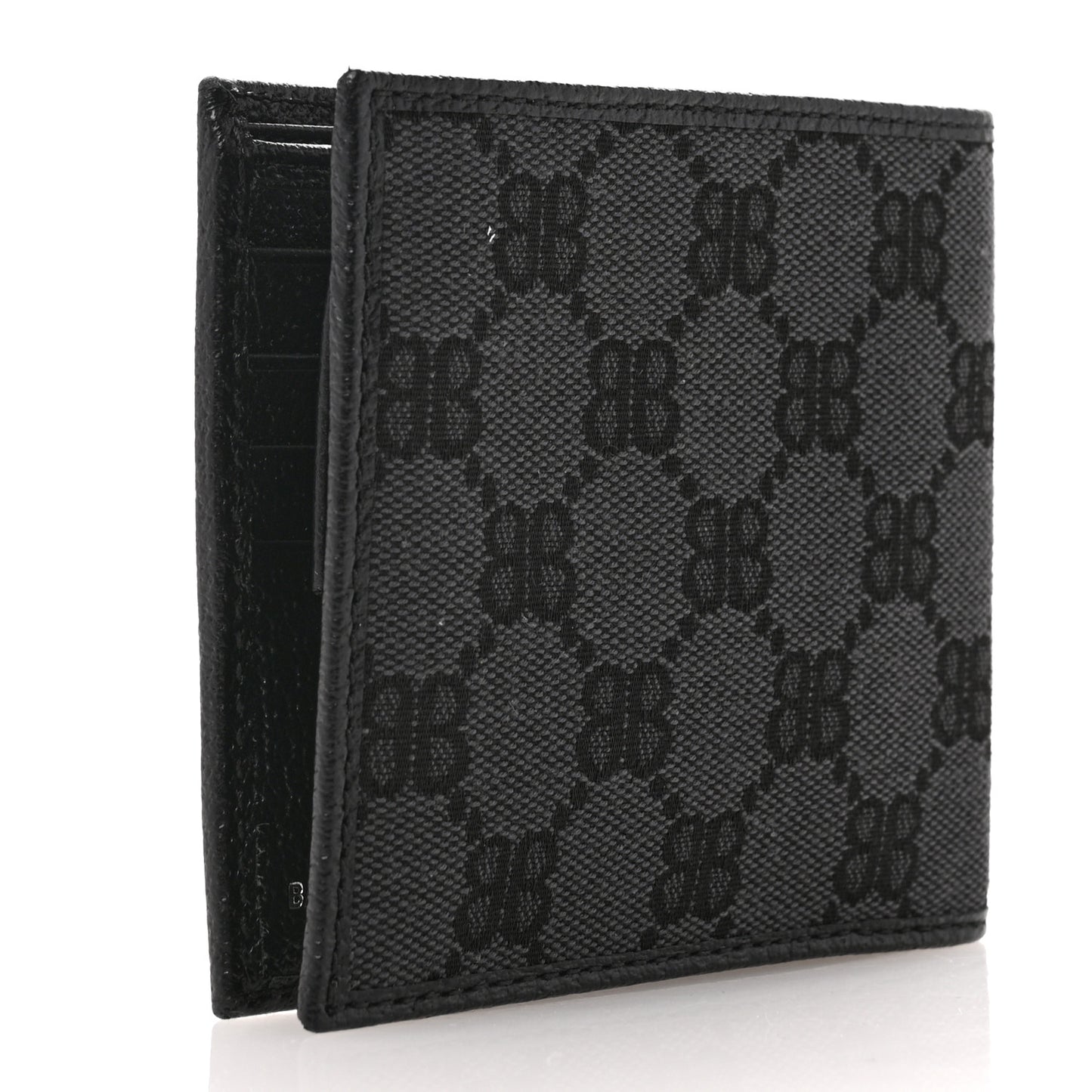 X BALENCIAGA Canvas BB Monogram Bi-Fold Wallet Black
