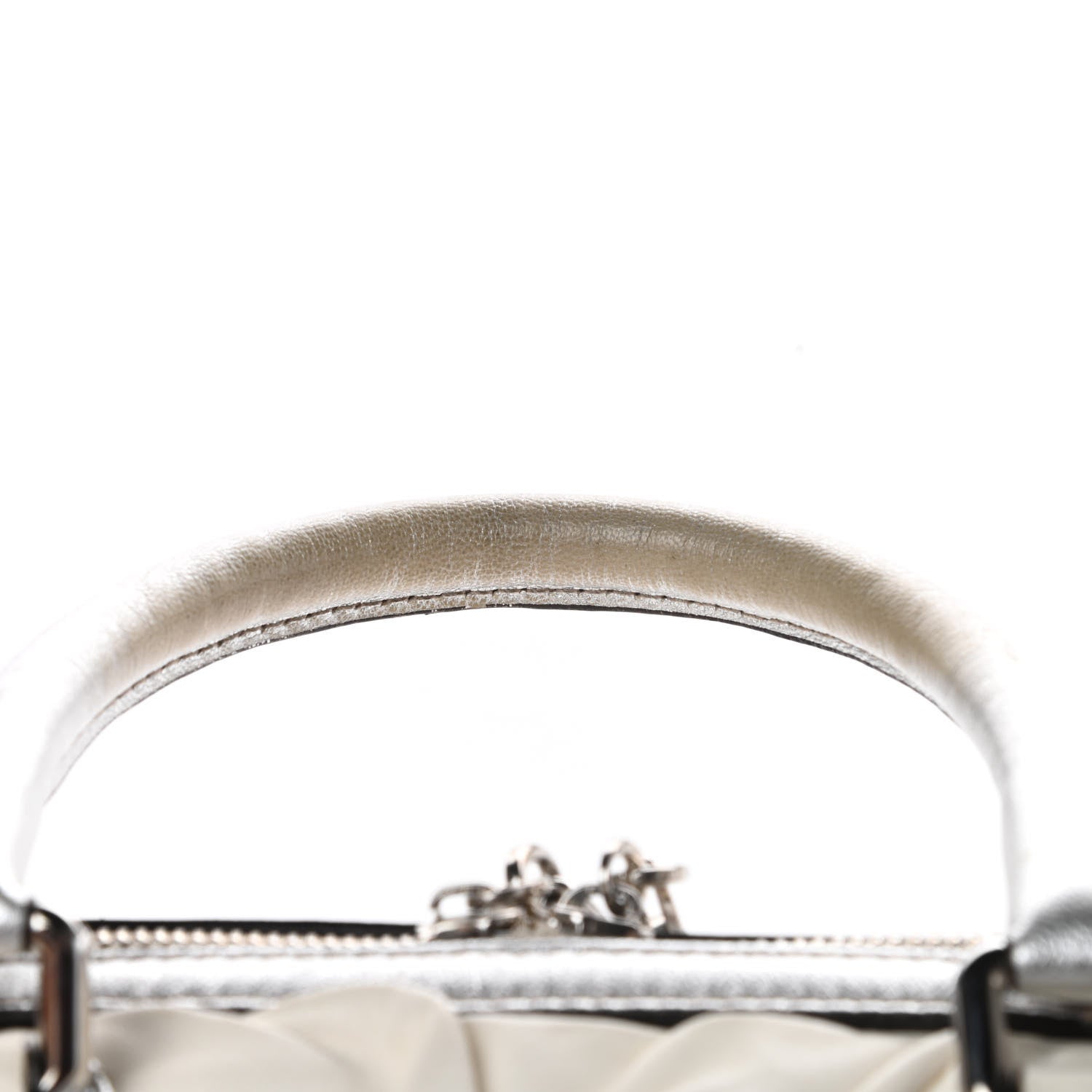 Dolce & Gabbana Distressed Calfskin Ruffled Miss Rouche Satchel White Silver 14 of 17