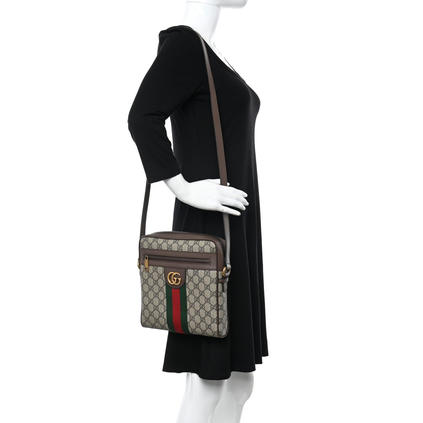 GG Supreme Monogram Web Small Ophidia Messenger Bag Brown