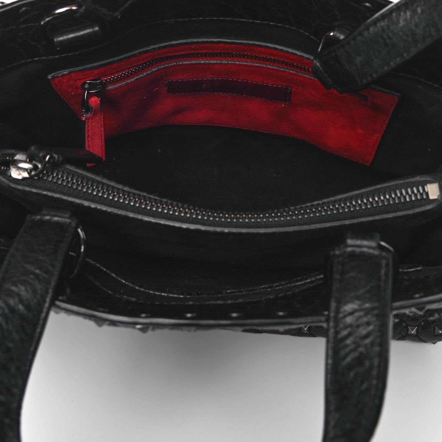 Valentino Garavani Craquele Nappa Rockstud Spike Tote Black 7 of 14